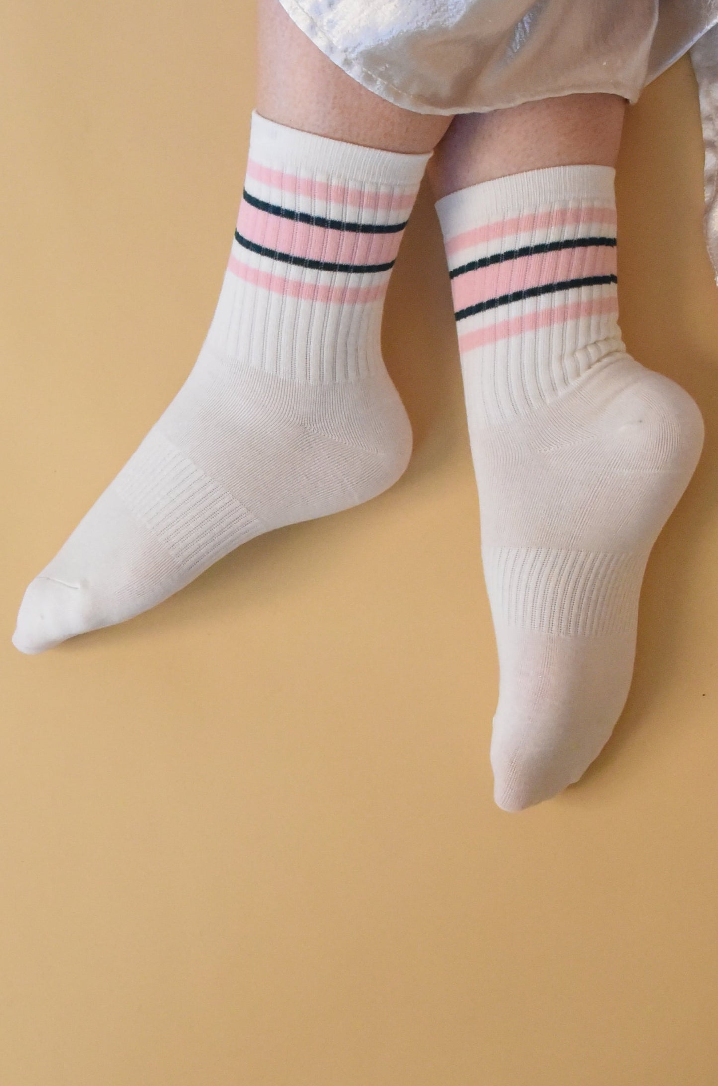 Pink and Green Striped Socks