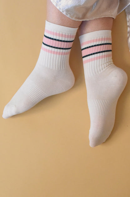 Pink and Green Striped Socks