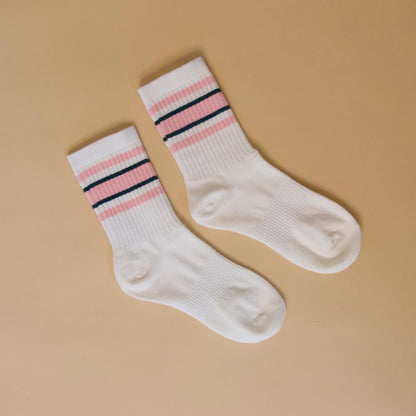 Pink and Green Striped Socks