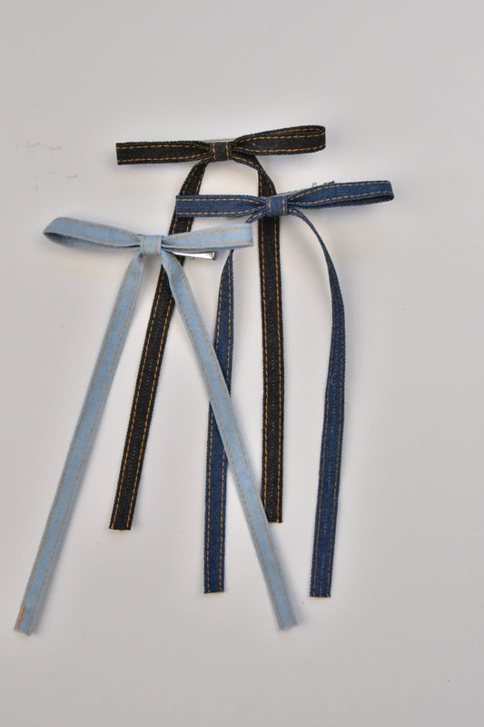 Set of 3 Denim Bows