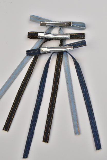 Set of 3 Denim Bows