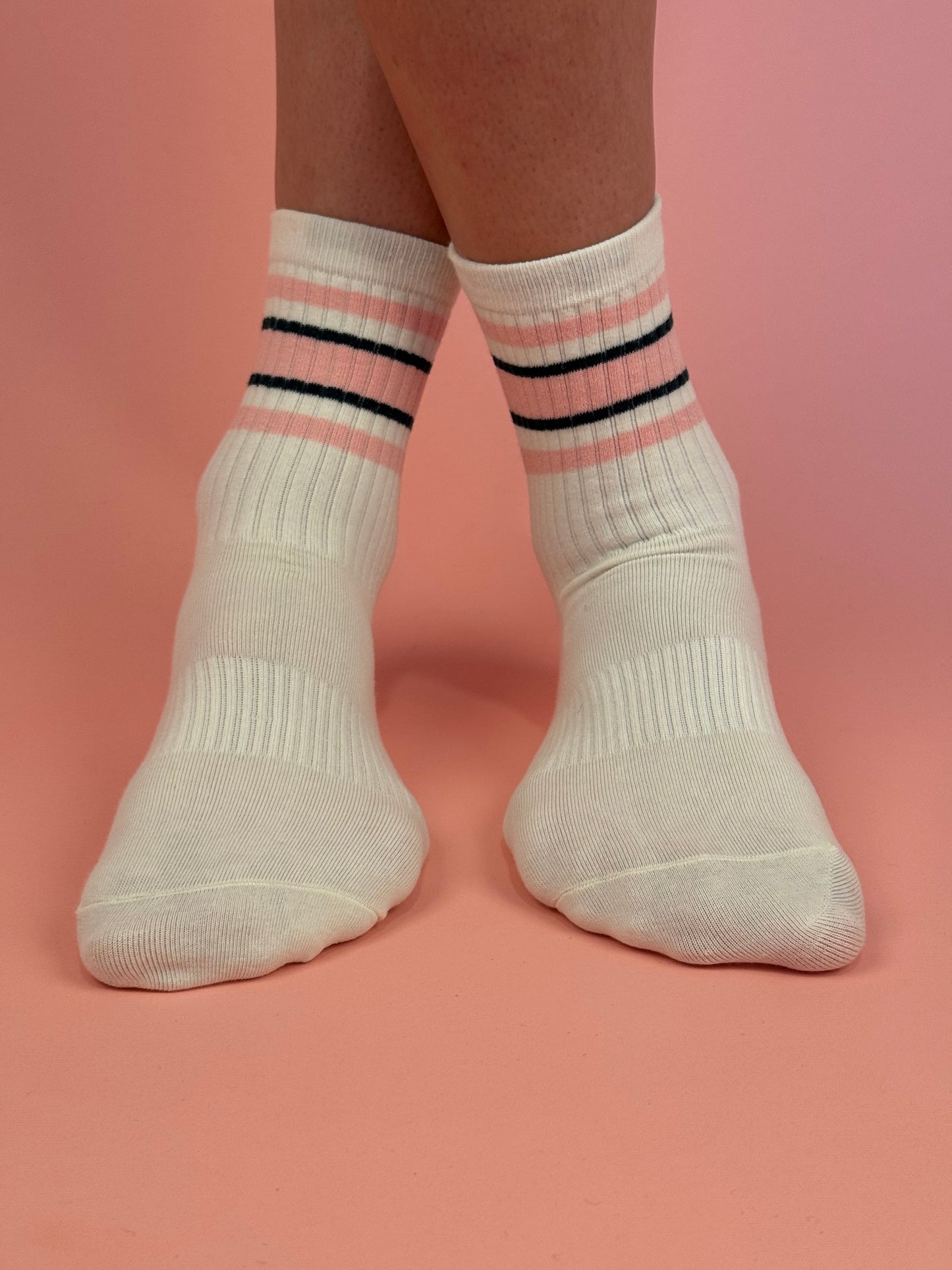 Pink and Green Striped Socks