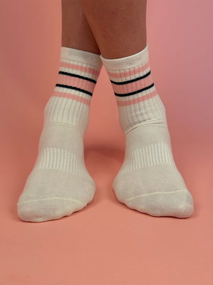 Pink and Green Striped Socks