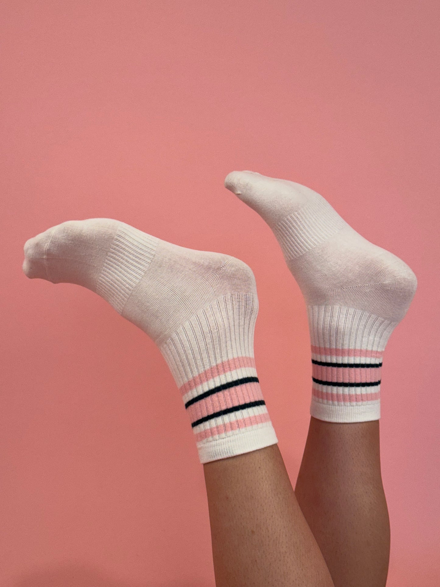 Pink and Green Striped Socks