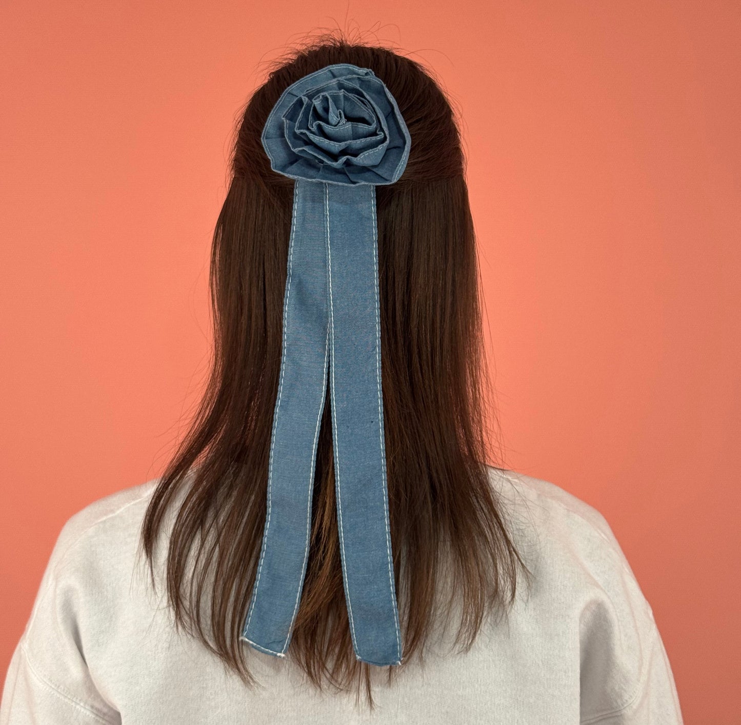 Denim Flower Bow